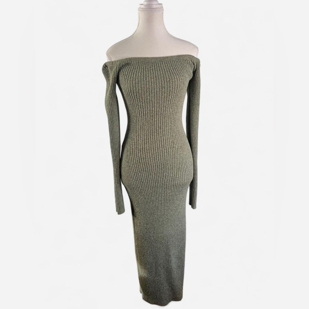 Emory Park Off-Shoulder Long Sleeve‎ Dress in Olive